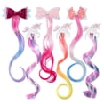 thumbnail image 1 of 6 Piezas Pinzas para el Cabello de Unicornio para Niñas Extensiones de Cabello Arco Iris Rizadas con Lazo para Niños Pinzas para el Cabello para Niñas Accesorios para Colas de Caballo Vestir Princesa, 1 of 5