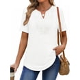 thumbnail image 3 of UVN Blouses for Women Summer Short Sleeve V Neck Lace Shirts Dressy Casual Boho Tunic Tops, 3 of 9