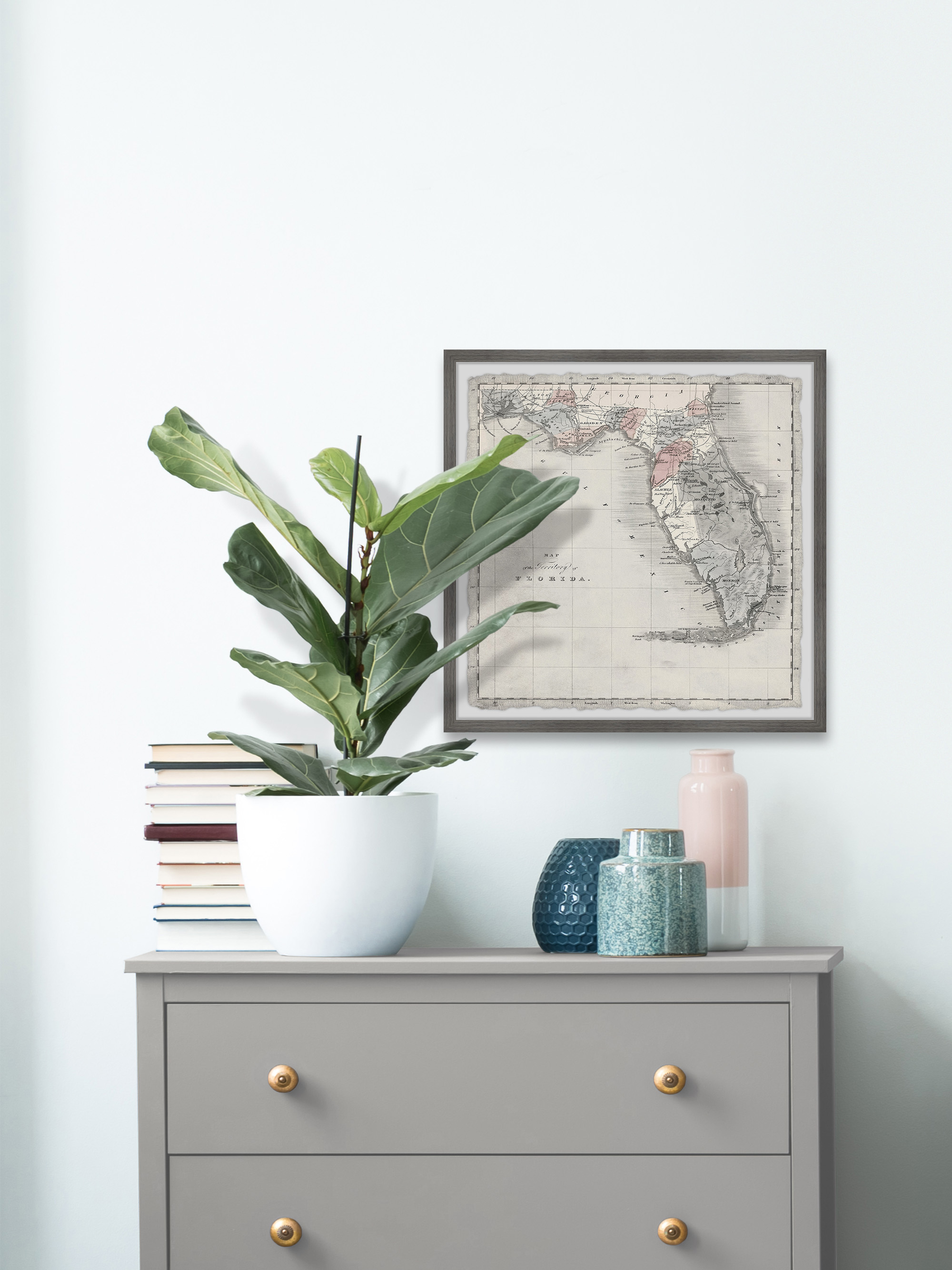 Marmont Hill Vintage Map of Florida Framed Wall Art