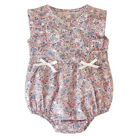 

ASEIDFNSA Cute Preppy Clothes Mother Baby Matching Outfits Girls Fly Sleeve Floral Prints Bowknot Summer Romper Bodysuits