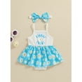 thumbnail image 2 of Bagilaanoe Newborn Baby Girl Summer Rompers Dress Floral Print Sleeveless Bodysuits + Headband 3M 6M 9M 12M 18M Infant Patchwork A-line Dresses, 2 of 7