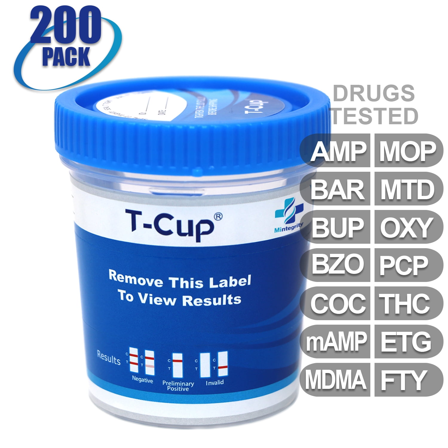 Mintegrity [200pk] 14Panel TCup Instant Urine Drug Test (AMP/BAR