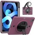 thumbnail image 1 of Funda de TPU + PC a prueba de golpes para tableta con soporte, ranura para bolígrafo y correa para el hombro para iPad Air 2022/2020 de 10.9" (rosa y rojo), 1 of 5