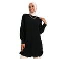 thumbnail image 3 of Balloon Sleeve Aerobin Tunic With Hidden Buttons Black, 3 of 5