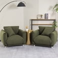 thumbnail image 4 of Modern Upholstered Armchair, Cute Teddy Single Chair with a Pillow, Stylish Accent Chair with 4 Metel Legs for Living Room Bedroom Apartment, Green, 4 of 8