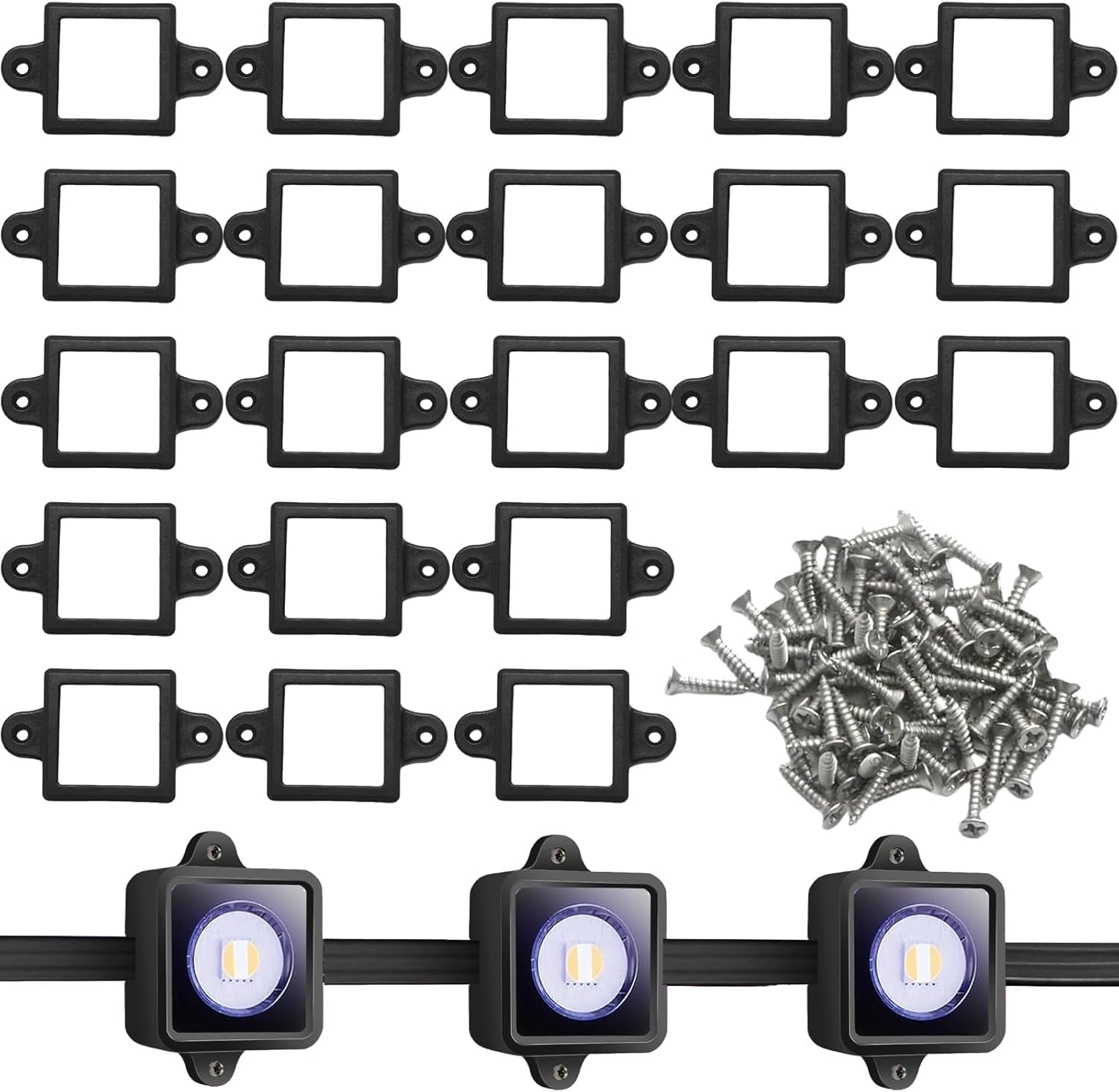 RGHJAR-40 snap-on mounting Brackets with 80 Screws, Compatible with Govee Permanent Outdoor Light Strip (Non-Pro Edition) H705/H805 Series Fixed Mounting Brackets