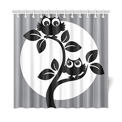 YUSDECOR Owls Grey Shower Curtain Home Decor Bathroom Shower Curtain 66x72 inch