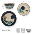 thumbnail image 3 of Pfaltzgraff Painted Butterfly Blue 12 Piece Stoneware Dinnerware Set Tan, 3 of 5