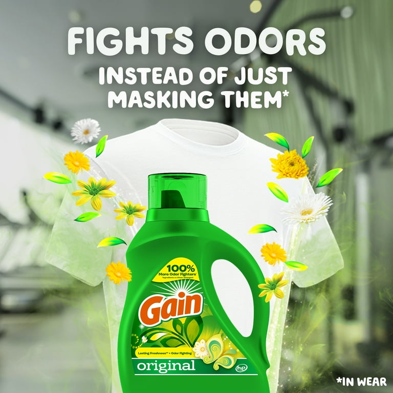 Gain Liquid Laundry Detergent, Original Scent, 46 oz Bottle, 6