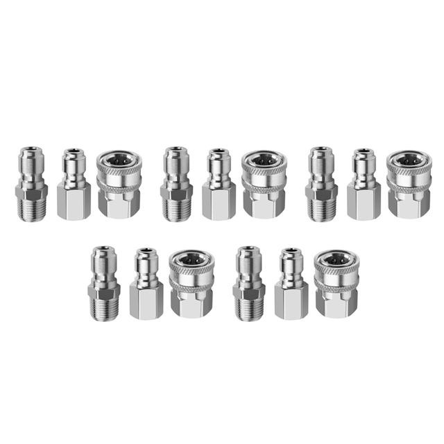 5 Pcs NPT 3/8 Inch Male and Female Quick Connector Kit and 5 Pieces NPT 3/8 Inch Pressure Washers Plug Male Nipple