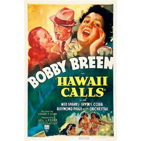 Hawaii Calls Movie Poster 24in x 36in Art Poster 24x36 Multi-Color Square Adults Best Posters