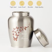 Up to 180lbs Butterfly Large Urn for Ashes for Women Men Adult Male&Female Stainless Steel