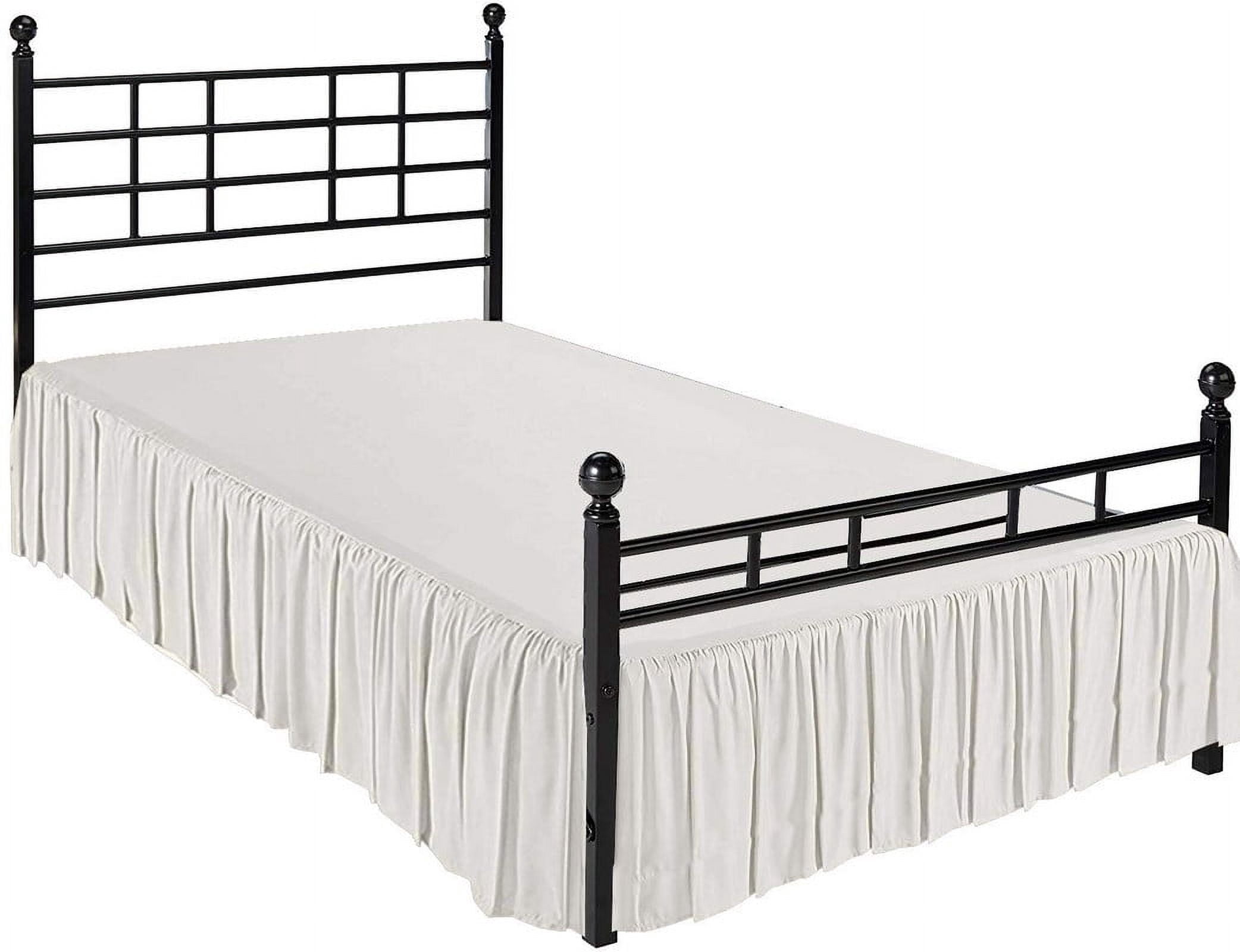 Split Corner Ruffle Bed Skirts, 18" Tailored Drop Bed Skirt, Dust Ruffle Bedskirt with Platform, 100% Microfiber, Extra Soft -Twin Size-Ivory Solid
