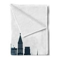 thumbnail image 2 of Cincinnati Soft Flannel Fleece Throw Blanket, Monochrome Silhouette of Structures Tall Shorter Scenery, Cozy Plush for Indoor and Outdoor Use, 50" x 60", Violet Blue Slate Blue, by Ambesonne, 2 of 5