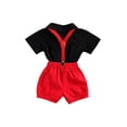 thumbnail image 2 of Bmnmsl Boy Set Short Sleeve Bow Tie Romper with Suspenders Shorts, 2 of 6