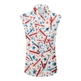 thumbnail image 2 of Domuza Fourth Of July Shirts for Men American Flag Graphics Casual Sleeveless Lapel Button-Up T Shirts Summer Stylish Comfort Hawaiian Tops Blue XL, 2 of 5