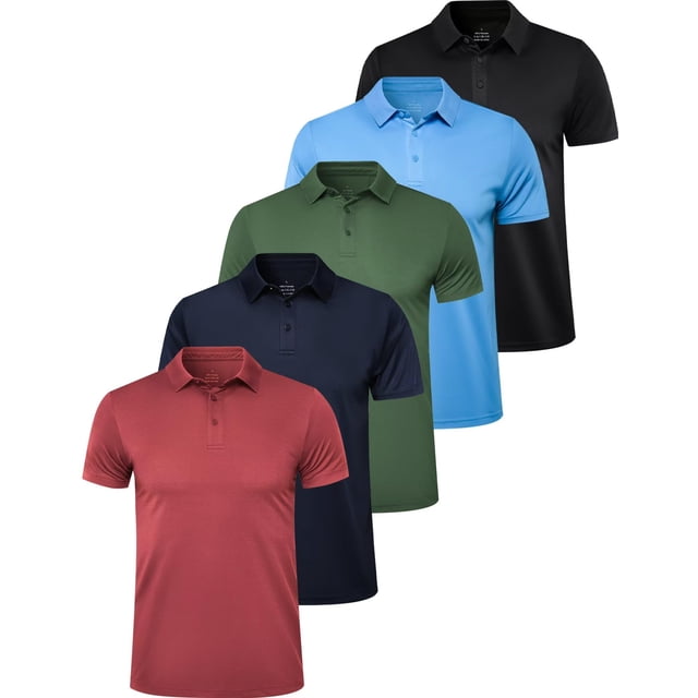 OYGSieg Polo de manga corta de secado rápido, paquete de 5, talla XL