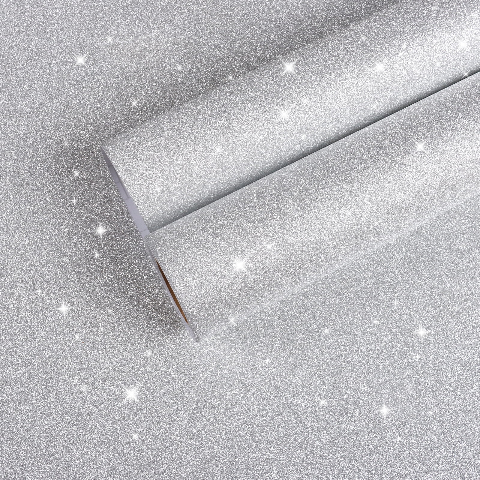 VEELIKE 15.7''x118'' Charcoal Holographic Glitter Wallpaper Stick and Peel  Removable Sparkle Grey Glitter Contact Paper Self Adhesive Glitter Fabric