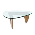 thumbnail image 5 of Triangle Coffee Table, Modern Accent Cocktail Table with Clear Glass Top and Solid Wood Base, Multifunctional Tempered Glass Sofa Table End Table for Living Room Bedroom Office Hotel, Light Walnut, 5 of 7