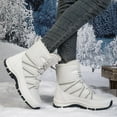 thumbnail image 5 of XIMIN Men's Winter Snow Boots Lace Up Mid Calf Warm Waterproof Outdoor Shoes Thick Rubber Sole Non-Slip Hiking Boots Velvet Hiking Comfortable Fashion Ankle Boots, 5 of 7