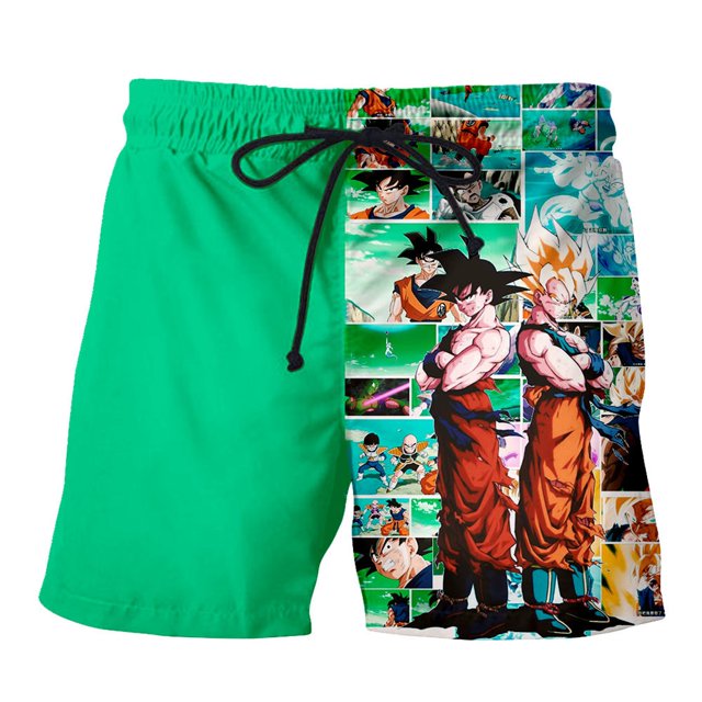 Anime Dragon Ball Z Goku Impreso Completo Hombres Hip Hop Board Shorts Desgaste De Calle Cintura Elástica Hawaiana Verano Playa Pantalones Cortos