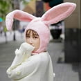 thumbnail image 3 of Bearachild Cute Rabbit Hat with Adjustable Ears Warm Soft Plush Animal Kits de decoración para fiestas Rosa 55cm, 3 of 6