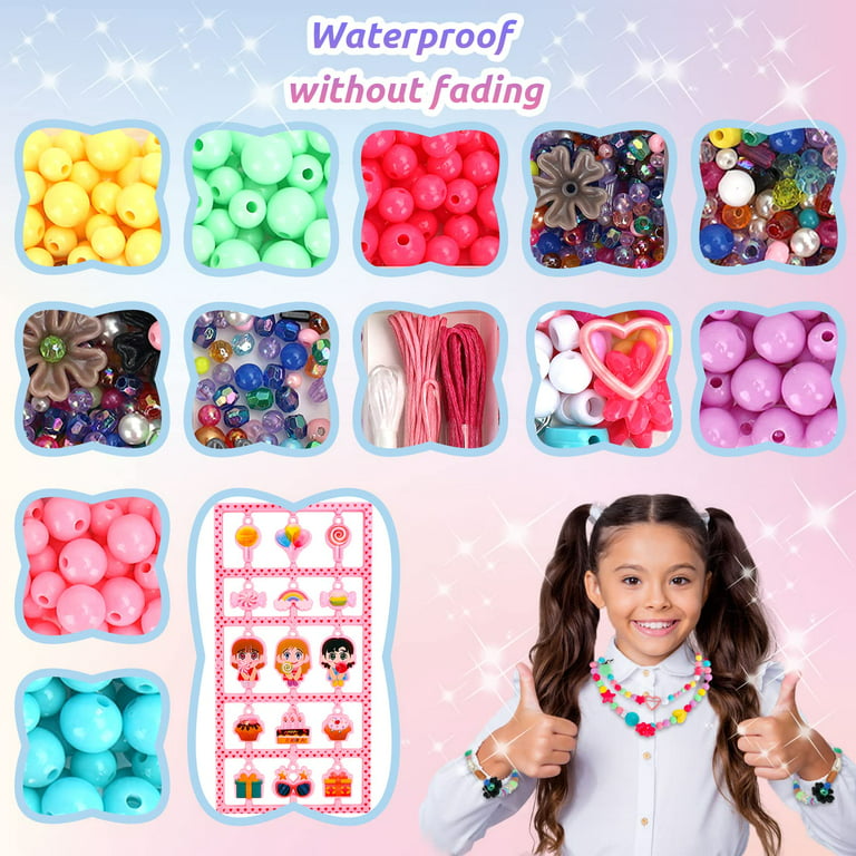 Pearoft DIY Bead Set for Girls Kids, Bracelet Making Kits for Girl Toys Gifts for 5-8 Year Old Girl Toddlers Jewellery Crafts Birthday Gift for 5-8