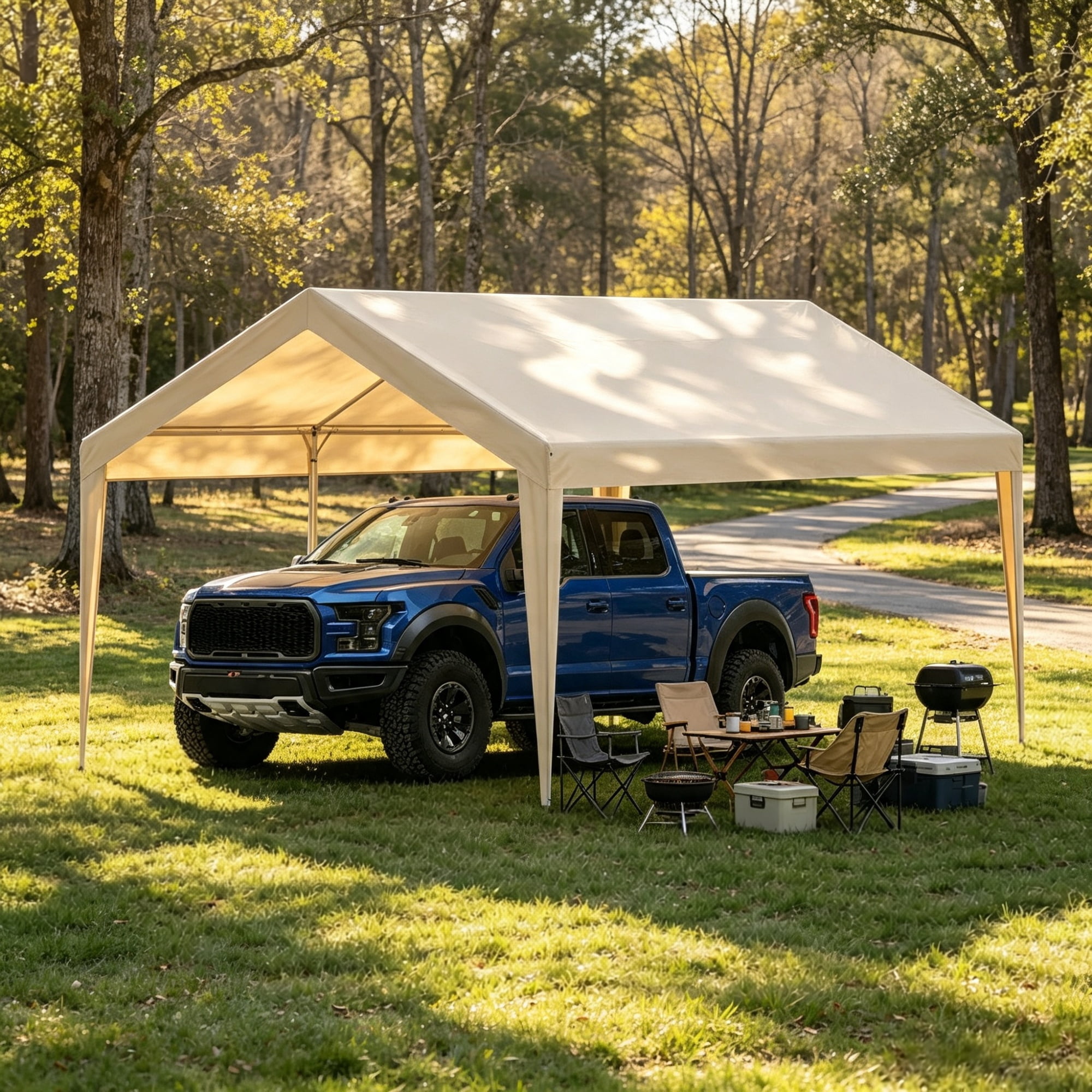 10 x 20 ft Carport Replacement Canopy Cover, Heavy-Duty Waterproof Garage Top Tarp with Ball Bungees (Only Top Cover, Frame Not Include)