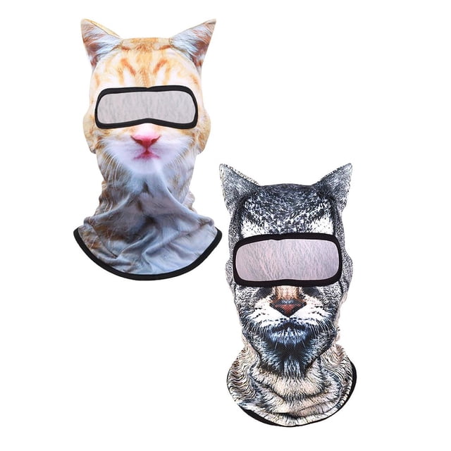 QJUHUNG 4pcs Winter Balaclava Cat Ski Mask Windproof With Ears Cute Full Face Animal Ski Face Mask for Outdoor Hiking Riding Bar Music Festivals Party Raves Halloween