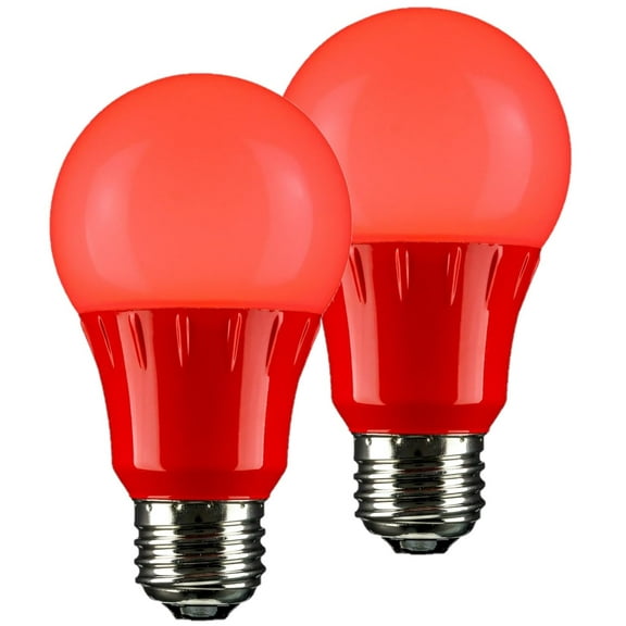 Diodesy- Pack of 2 A19/3W/R/LED LED Red Light Bulb, A19 Colored Bulb for Christmas Light, Valentine's Day, Party Decoration, Holiday Lighting, Porch, 3W (25W Equivalent), E26 Medium Base, UL Listed