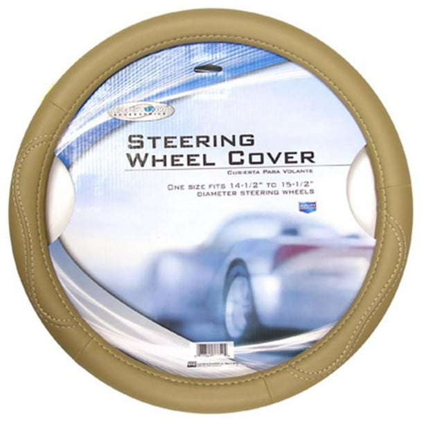 Custom Accessories Leatherette Steering Wheel Cover, Tan