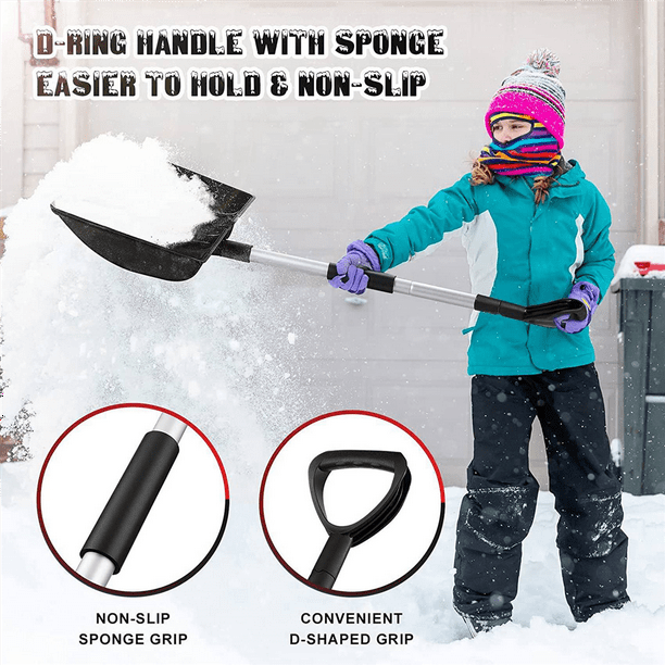 2X Portable Snow Shovel for Driveway Snow Shovel with Aluminum