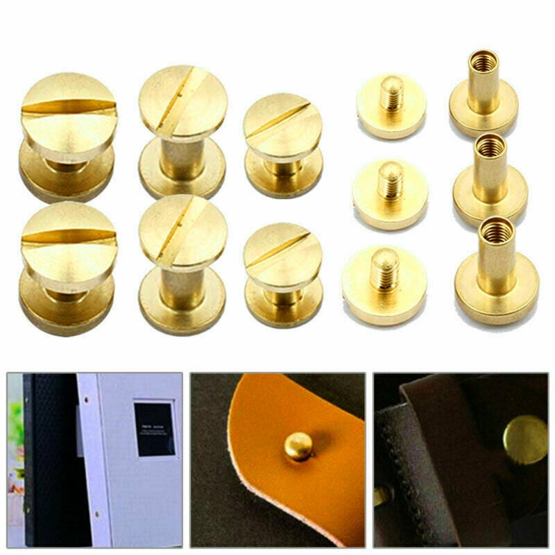 Brass Solid Rivets Belt Screw Stud Head Leather Craft Chicago Nail Wallet Round 