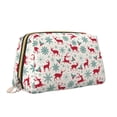 thumbnail image 2 of Naloa Vintage Christmas Reindeer Leather Makeup Bag for Purse Travel, Portable Small Cosmetic Organizer for Women and Girls, Make up Bag with Zipper, 2 of 8