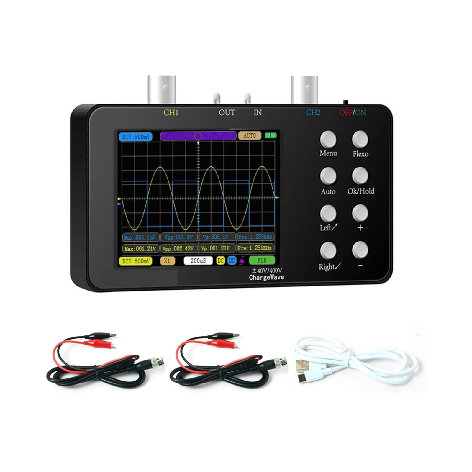 Digital Oscilloscope 50M Sampling Rate 10M Analogue Bandwidth Handheld Current Dual-Channel Oscilloscope Multiple Modes ,Professional Designed