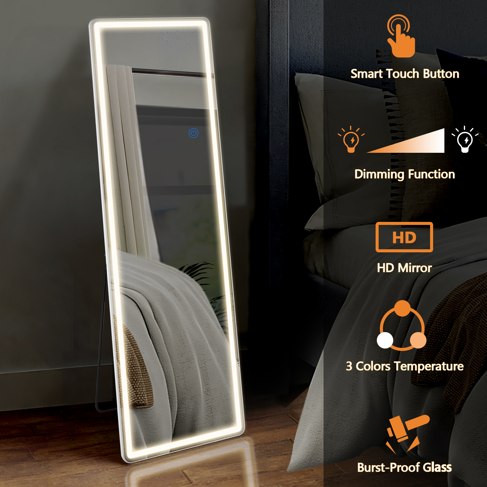 Taoset Full Length LED Mirror, 64"x21" Standing Floor Mirror photo 2