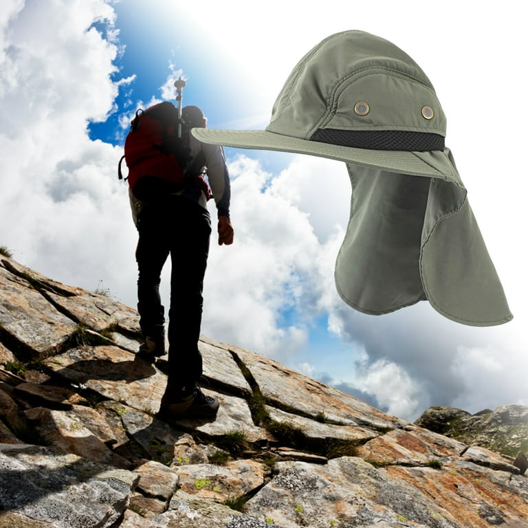 Fishing Hat Neck Flap Adjustable Sun Protection Quick Dry Wide Brim Unisex Mountaineering Cap for Outdoor