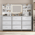 thumbnail image 3 of 9-Drawer Dresser with Lighted Mirror, Dressers & Chests of Drawers with 8 Storage Shelves, Modern Dresser for Bedroom, Makeup Vanity Desk with LED Mirror– STIKELY, 3 of 8