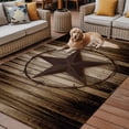 thumbnail image 2 of Fsddascl Western Star Retro Outdoor Rug for Patio/Deck/Porch, Non-Slip Large Area Rug 5 x 8 Ft, Vintage Brown Wood Barn Indoor Outdoor Rugs Washable Area Rugs, Reversible Camping Rug Carpet Runner, 2 of 5