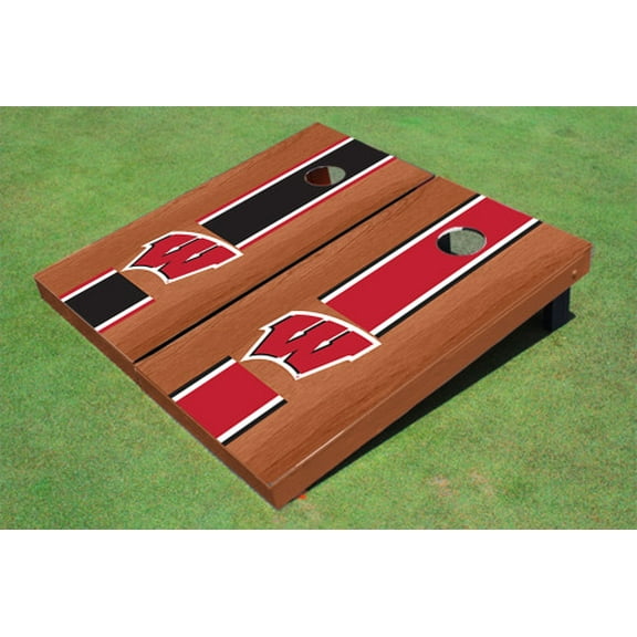 University of Wisconsin Rosewood Alternating Long Stripe Cornhole Boards