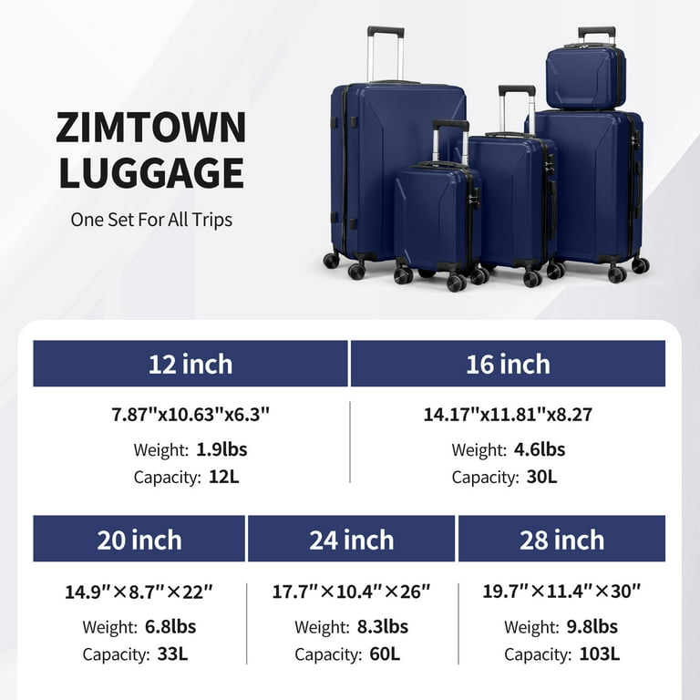 Zimtown 5-Piece Luggage Set with 8 Packing Cubes, Hard Shell