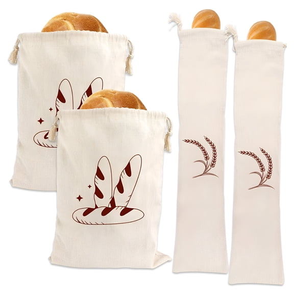 MISSMILE Drawstring Bread Bag Reusable Linen Bread Storage Bag Homemade Loaf Bread Container Unbleached Food Dry Fruits Bag Kitchen Gadgets Homemade Bread Storage