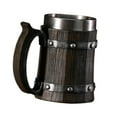 thumbnail image 5 of yotijay Wood Barrel Beer Mug 600ml Supplies Tea Mug for Unique Gifts Juice Beverages Style B, 5 of 9