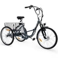 thumbnail image 4 of Towallmark Folding Electric Trike for Adults - Powerful 250W Motor, 7 Speeds, 24/26 Inch 3 Wheel Motorized Bicycle, Removable 36V 10Ah Battery, Large Basket, 330 lb Loading Capacity, 4 of 7