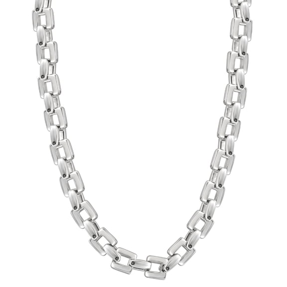 Pompeii Men's Polished Steel Clasp Single Tone 10mm Flexible Link  24" Chain (,)