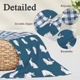 thumbnail image 3 of Japanese Rabbits Throw Pillow Covers, Vintage Navy Blue Farmhouse Checkered Soft Breathable Pillow Cases with Invisible Zipper, King Size Pillowcases for Couch Bed Sofa Chair 20x36 Inches, 3 of 9