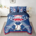 thumbnail image 2 of Feelyou Baseball Player Kids Twin Bedding Sets 7-Piece, Modern Ball Game Bedding Comforter Set, Blue Red Cartoon Sports Reversible Sheet Sets, Ultra Soft Bedroom Decor, 2 of 7