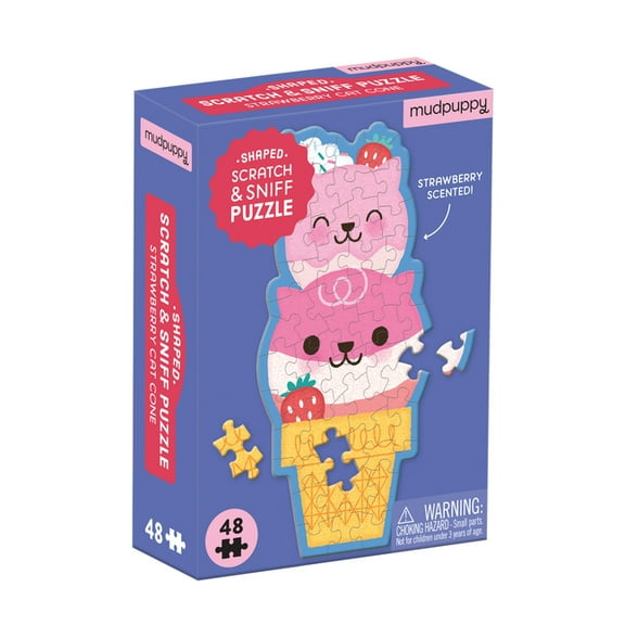 Strawberry Cat Cone 48 Piece Scratch and Sniff Shaped Mini Puzzle (Other)