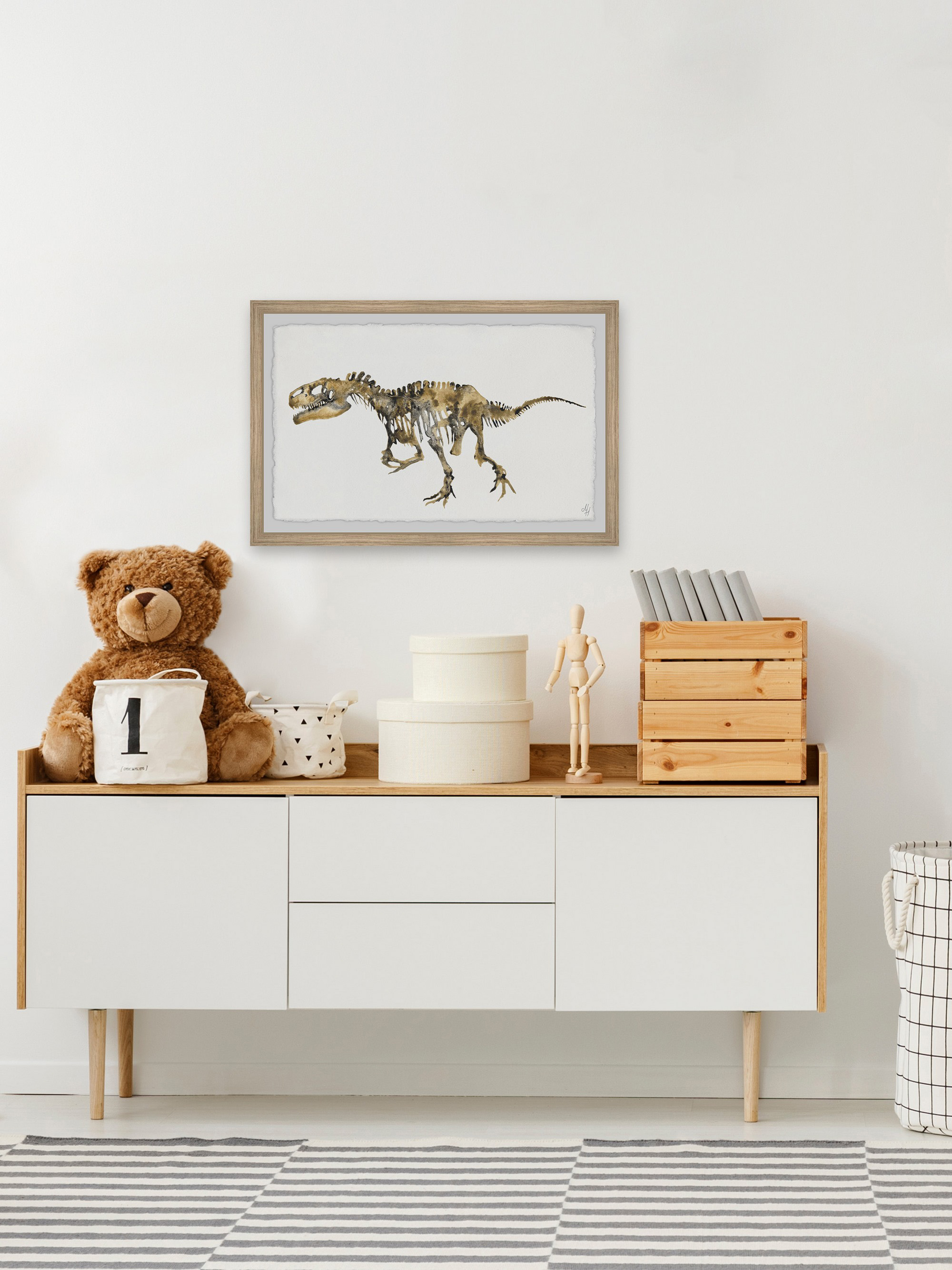 Marmont Hill Tyrant Lizard Skeleton Framed Wall Art, 24.00" x 1.50"