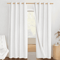 NICETOWN Double White Solid Print Home Grommet Blackout Sets Curtains, 52" x 84" (2 Panels)